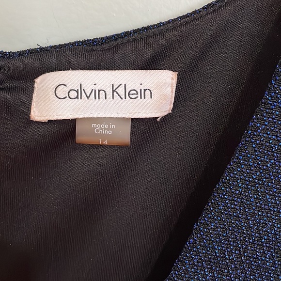 Calvin Klein Midnight Blue Metallic Formal Dress. - Picture 5 of 6